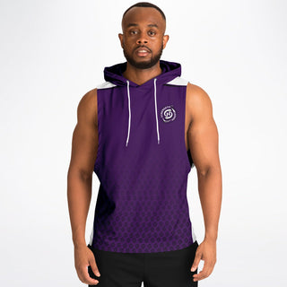 Mens Drop Armhole Hoodie - Purple Shield