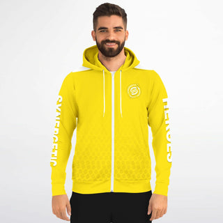 Mens Zip-Up Hoodie - Yellow Sun - Synergetic Heroes