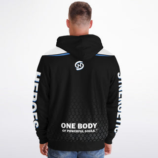 Mens Microfleece Ziphoodie - Obsidian Black - Synergetic Heroes