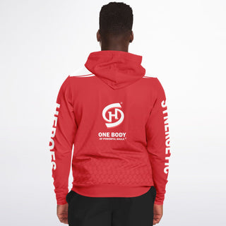 Mens Zip-Up Hoodie - Fire Red - Synergetic Heroes