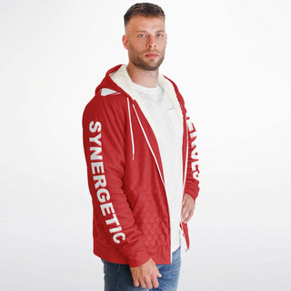 Mens Microfleece Ziphoodie - Fire Red - Synergetic Heroes