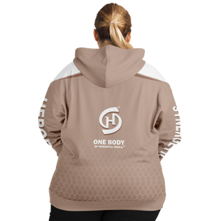 Womens Plus-size Ziphoodie - Taupe Stone - Synergetic Heroes