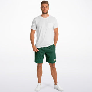 Mens Athletic Long Shorts - Emerald Green