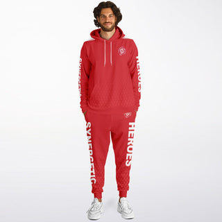 Mens Lettered Hoodie & Jogger - Fire Red - Synergetic Heroes