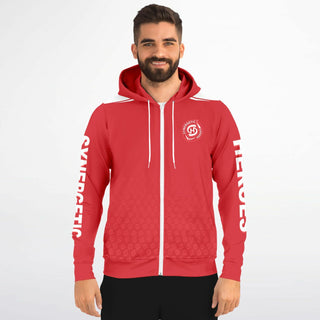 Mens Zip-Up Hoodie - Fire Red - Synergetic Heroes