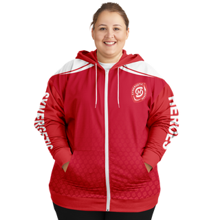 Womens Plus-size Ziphoodie - Fire Red - Synergetic Heroes