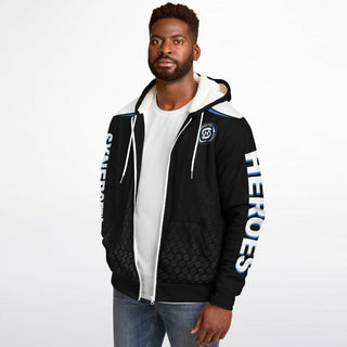 Mens Microfleece Ziphoodie - Obsidian Black - Synergetic Heroes