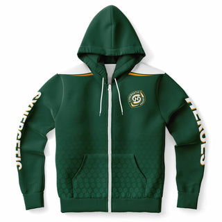 Mens Zip-Up Hoodie - Emerald Green - Synergetic Heroes