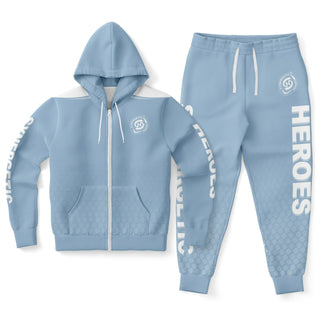 Mens Ziphoodie & Lettered Jogger - Angel Blue