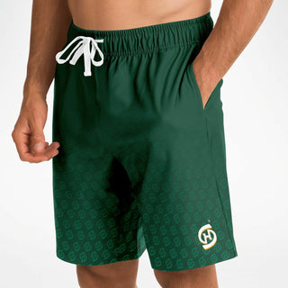 Mens Athletic Long Shorts - Emerald Green