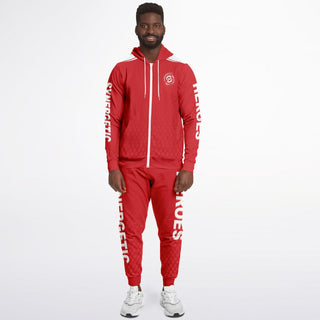 Mens Lettered Ziphoodie & Jogger - Fire Red - Synergetic Heroes