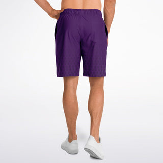 Mens Athletic Long Shorts - Purple Shield