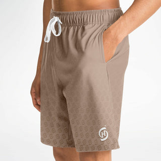 Mens Athletic Long Shorts - Taupe Stone