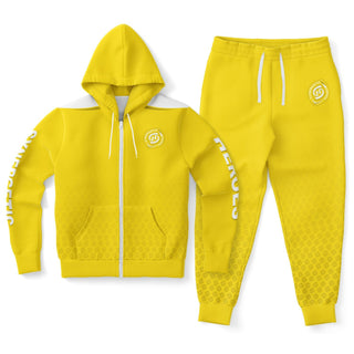 Mens Ziphoodie & Emblem Jogger - Yellow Sun