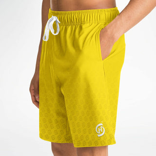 Mens Athletic Long Shorts - Yellow Sun