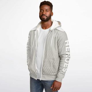 Mens Microfleece Ziphoodie - Jade White - Synergetic Heroes