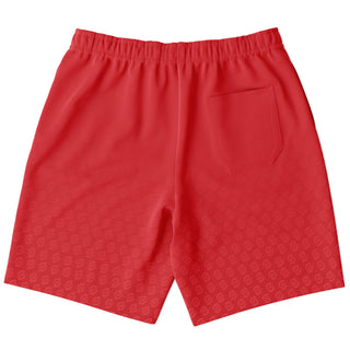 Mens Athletic Long Shorts - Fire Red