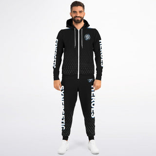 Mens Lettered Ziphoodie & Jogger - Obsidian Black - Synergetic Heroes