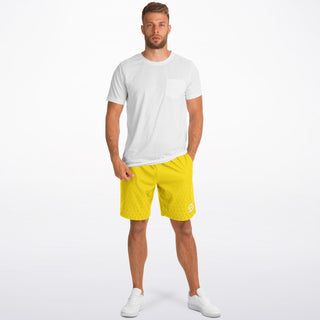 Mens Athletic Long Shorts - Yellow Sun