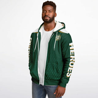 Mens Microfleece Ziphoodie - Emerald Green - Synergetic Heroes