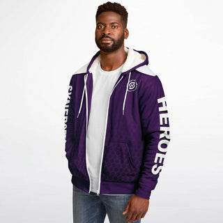 Mens Microfleece Ziphoodie - Purple Shield