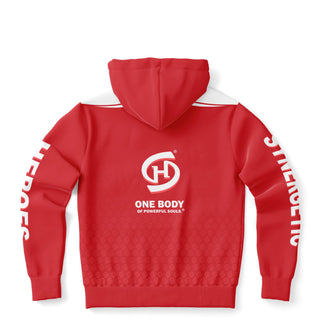 Womens Zip-Up Hoodie - Fire Red - Synergetic Heroes