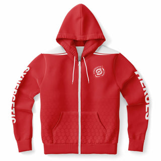 Womens Zip-Up Hoodie - Fire Red - Synergetic Heroes