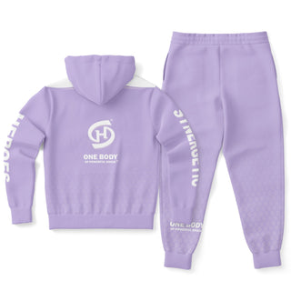 Womens Lettered Ziphoodie & Jogger - Lavender Mist - Synergetic Heroes