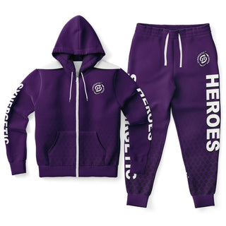 Womens Ziphoodie & Lettered Jogger - Purple Shield