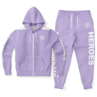 Womens Lettered Ziphoodie & Jogger - Lavender Mist - Synergetic Heroes