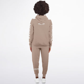 Womens Ziphoodie & Lettered Jogger - Taupe Stone