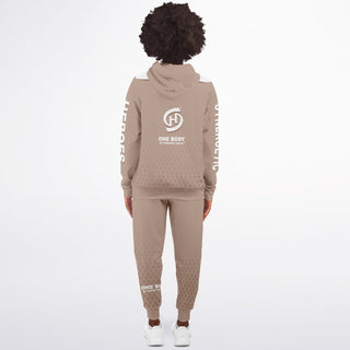 Womens Lettered Ziphoodie & Jogger - Taupe Stone - Synergetic Heroes