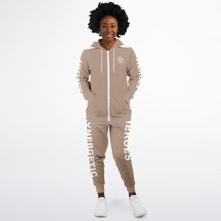 Womens Lettered Ziphoodie & Jogger - Taupe Stone - Synergetic Heroes