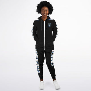 Womens Lettered Ziphoodie & Jogger - Obsidian Black - Synergetic Heroes