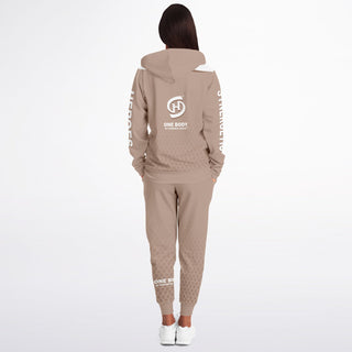 Womens Lettered Ziphoodie & Jogger - Taupe Stone - Synergetic Heroes