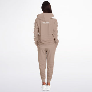Womens Ziphoodie & Emblem Jogger - Taupe Stone