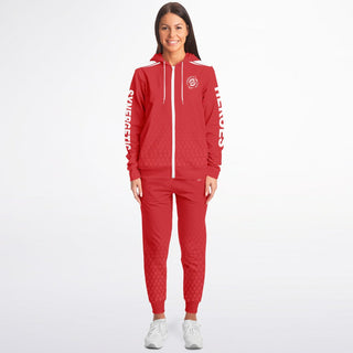 Womens Ziphoodie & Jogger - Fire Red - Synergetic Heroes