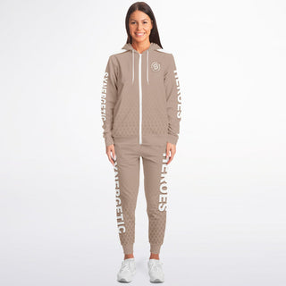 Womens Lettered Ziphoodie & Jogger - Taupe Stone - Synergetic Heroes