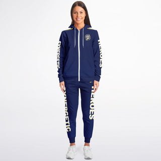 Womens Ziphoodie & Lettered Jogger - Midnight Blue