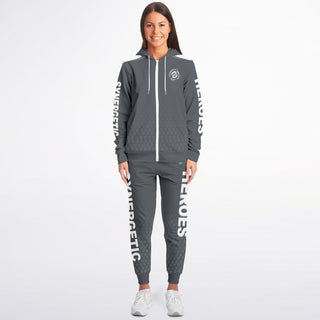 Womens Lettered Ziphoodie & Jogger - Shadow Gray - Synergetic Heroes