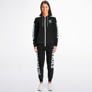 Womens Lettered Ziphoodie & Jogger - Obsidian Black - Synergetic Heroes