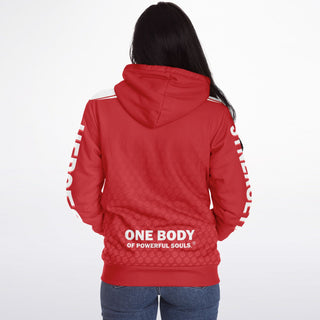 Womens Microfleece Ziphoodie - Fire Red - Synergetic Heroes