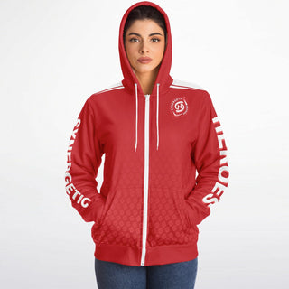 Womens Microfleece Ziphoodie - Fire Red - Synergetic Heroes