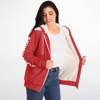 Womens Microfleece Ziphoodie - Fire Red - Synergetic Heroes