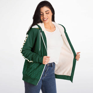 Womens Microfleece Ziphoodie - Emerald Green - Synergetic Heroes