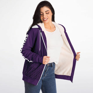 Womens Microfleece Ziphoodie - Purple Shield