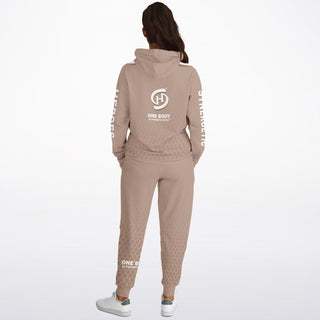 Womens Lettered Hoodie & Jogger - Taupe Stone - Synergetic Heroes