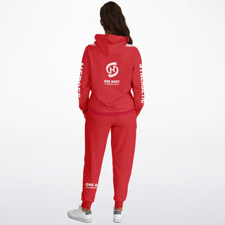 Womens Lettered Hoodie & Jogger - Fire Red - Synergetic Heroes