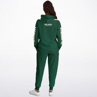 Womens Hoodie & Lettered Jogger - Emerald Green