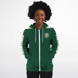 Womens Zip-Up Hoodie - Emerald Green - Synergetic Heroes